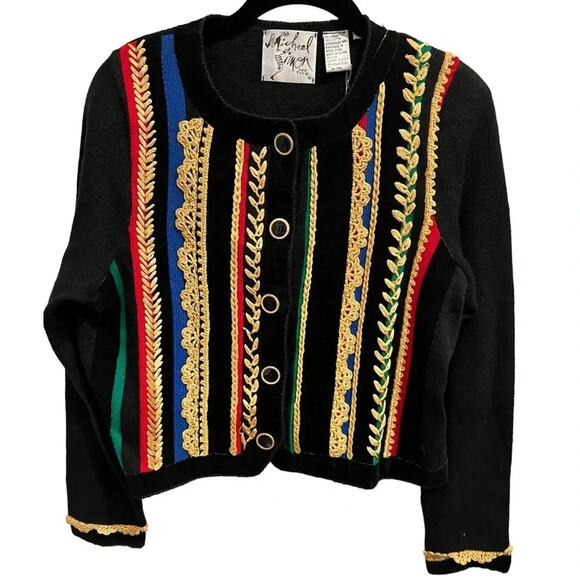 Michael Simon Vintage Button-up Vertical Striped Sweater  multicolored Sz S NWT - Picture 2 of 6